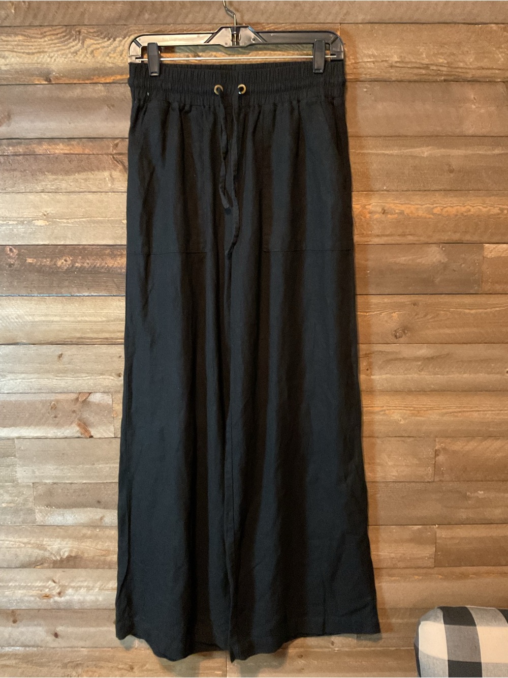 Zenana Women’s Black Pull On Linen Pants Size Medium